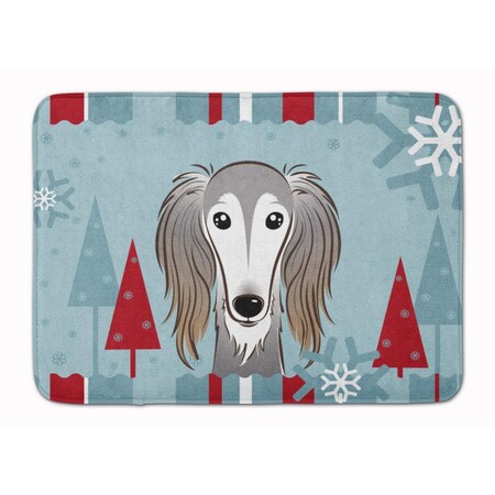 Carolines Treasures Winter Holiday Saluki Machine Washable Memory Foam Mat BB1725RUG